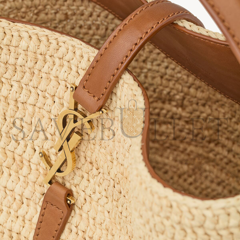 Y*L le 37 in woven raffia and vegetable-tanned leather 773991gaad72080 (20*25*16cm)
